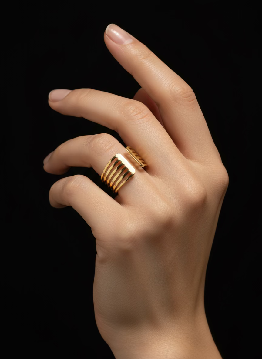 Rhodese Multi Band Gold Ring