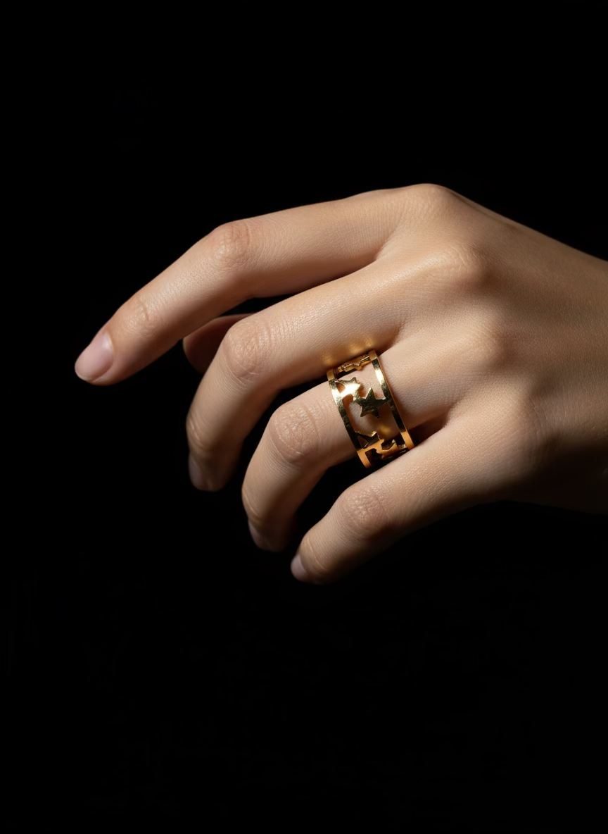 Rhodese Bold Link Gold Ring