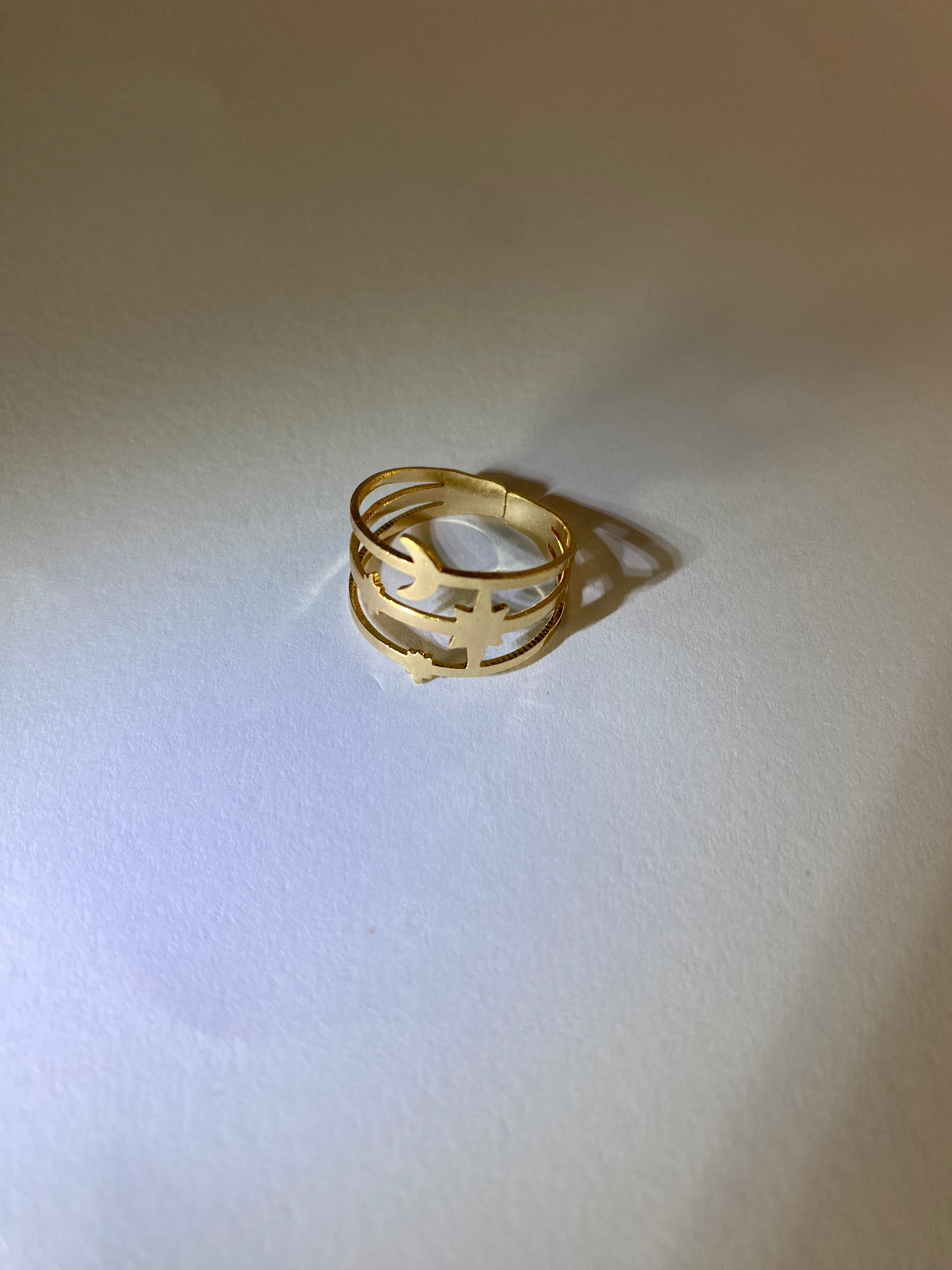 Rhodese Wide Link Gold Ring