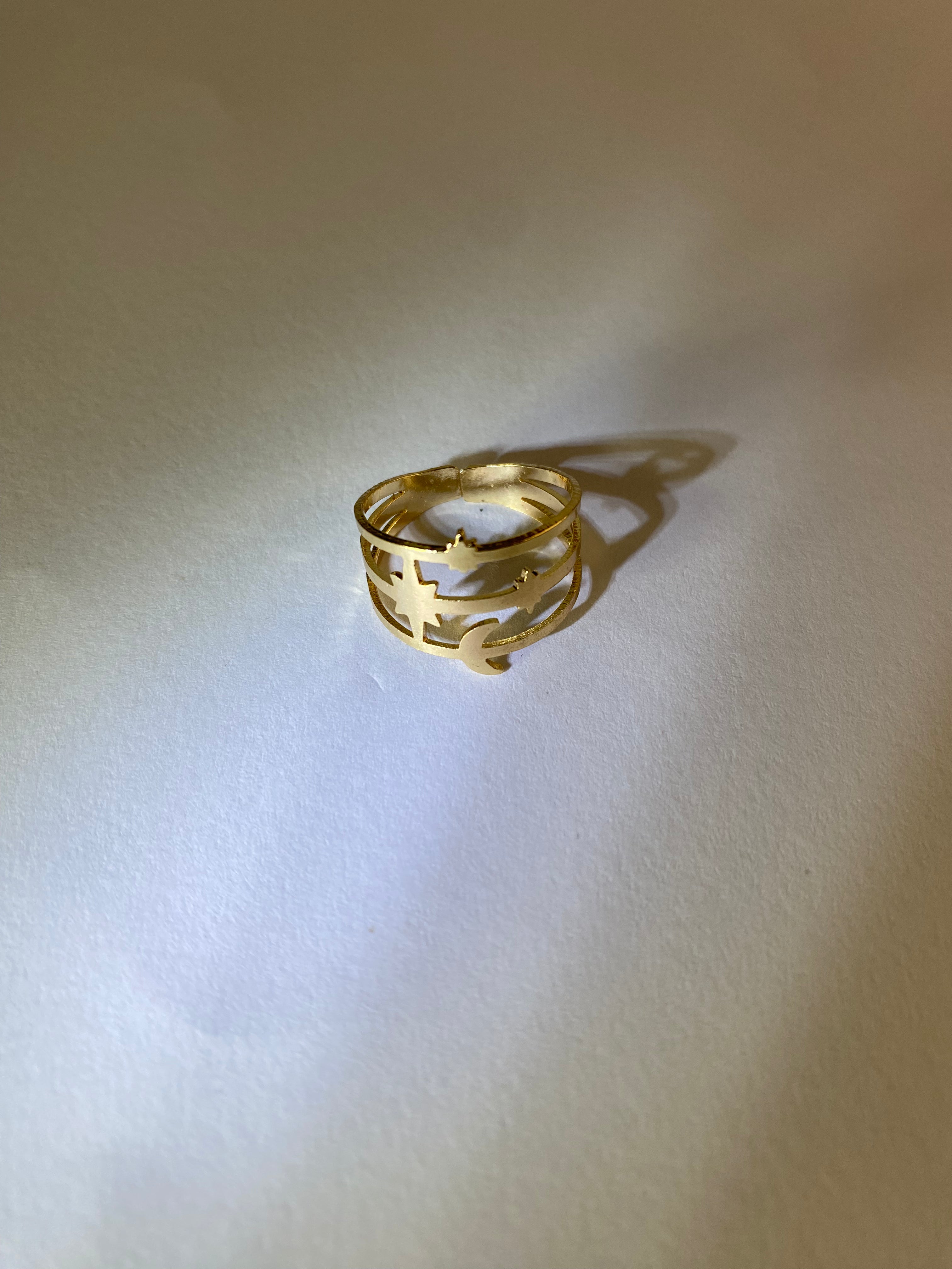 Rhodese Wide Link Gold Ring