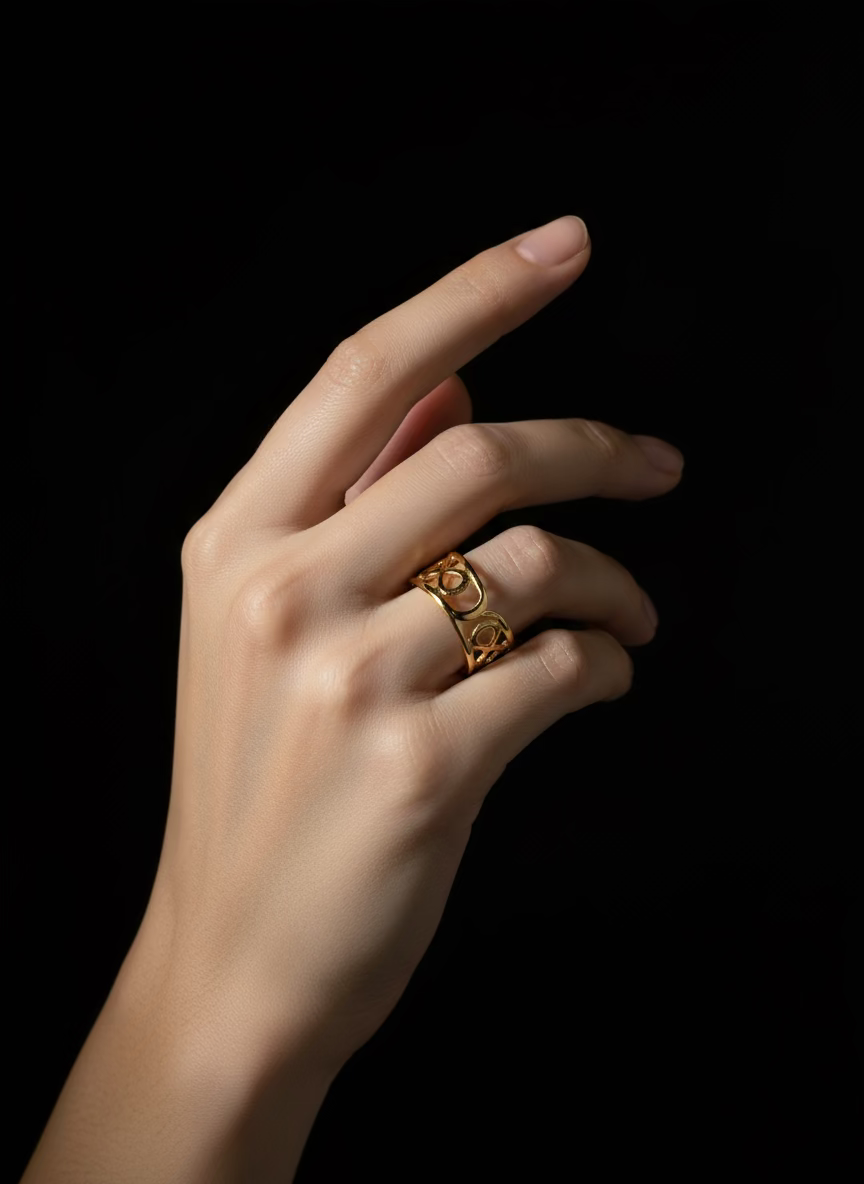 Rhodese Royal Link Gold Ring