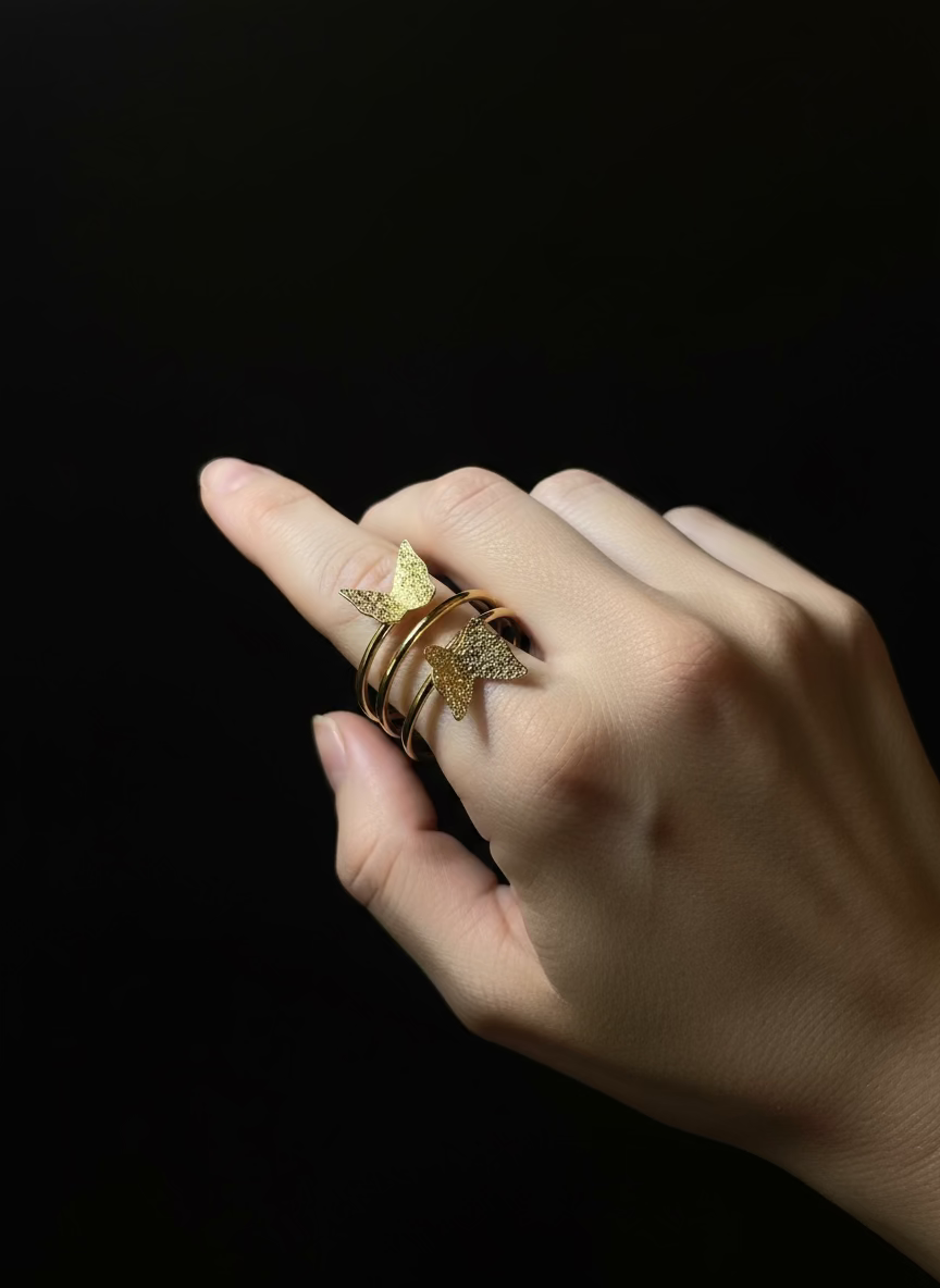 Rhodese Butterfly Gold Ring