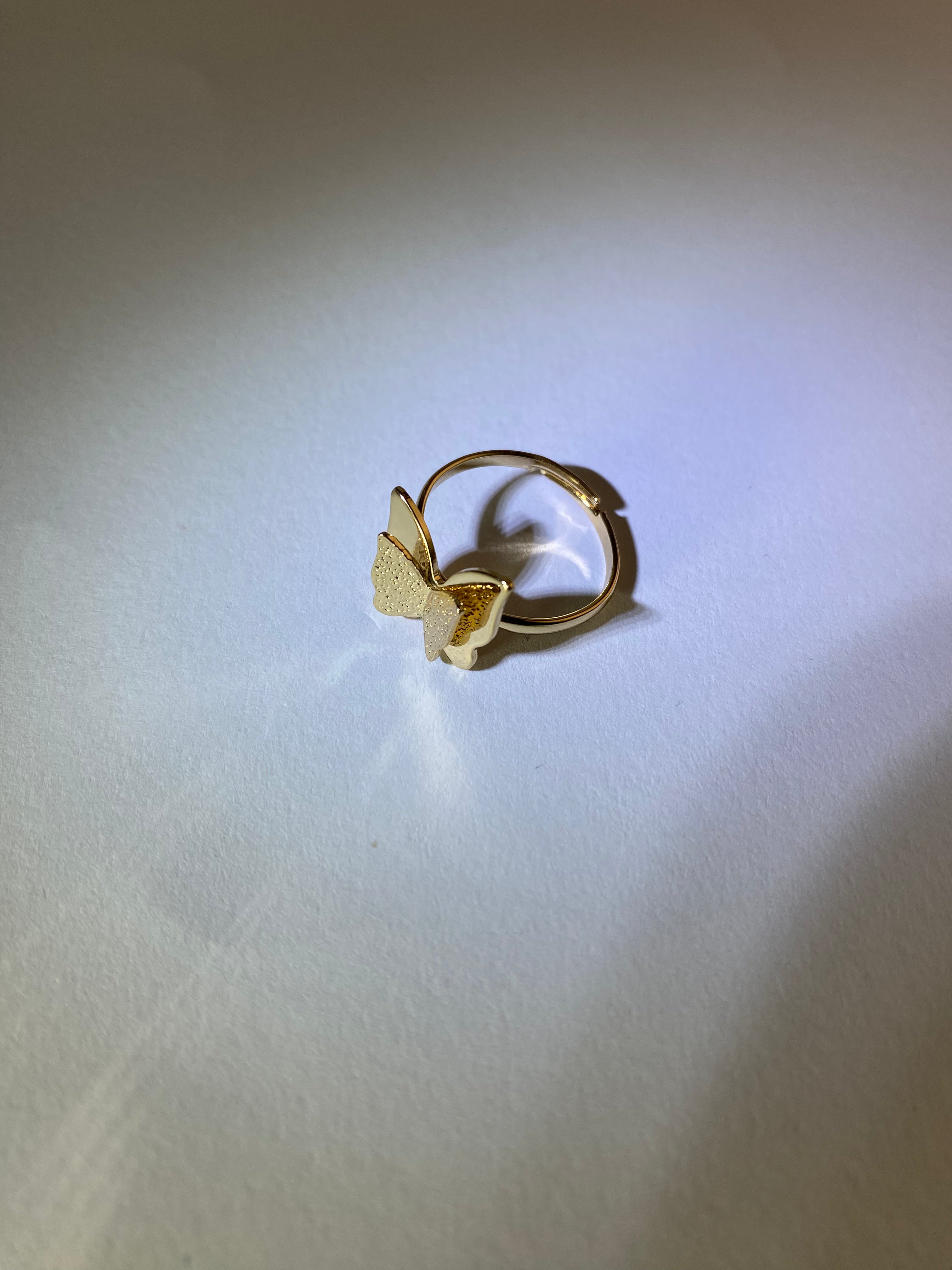 Rhodese Crystal Wing Butterfly Ring