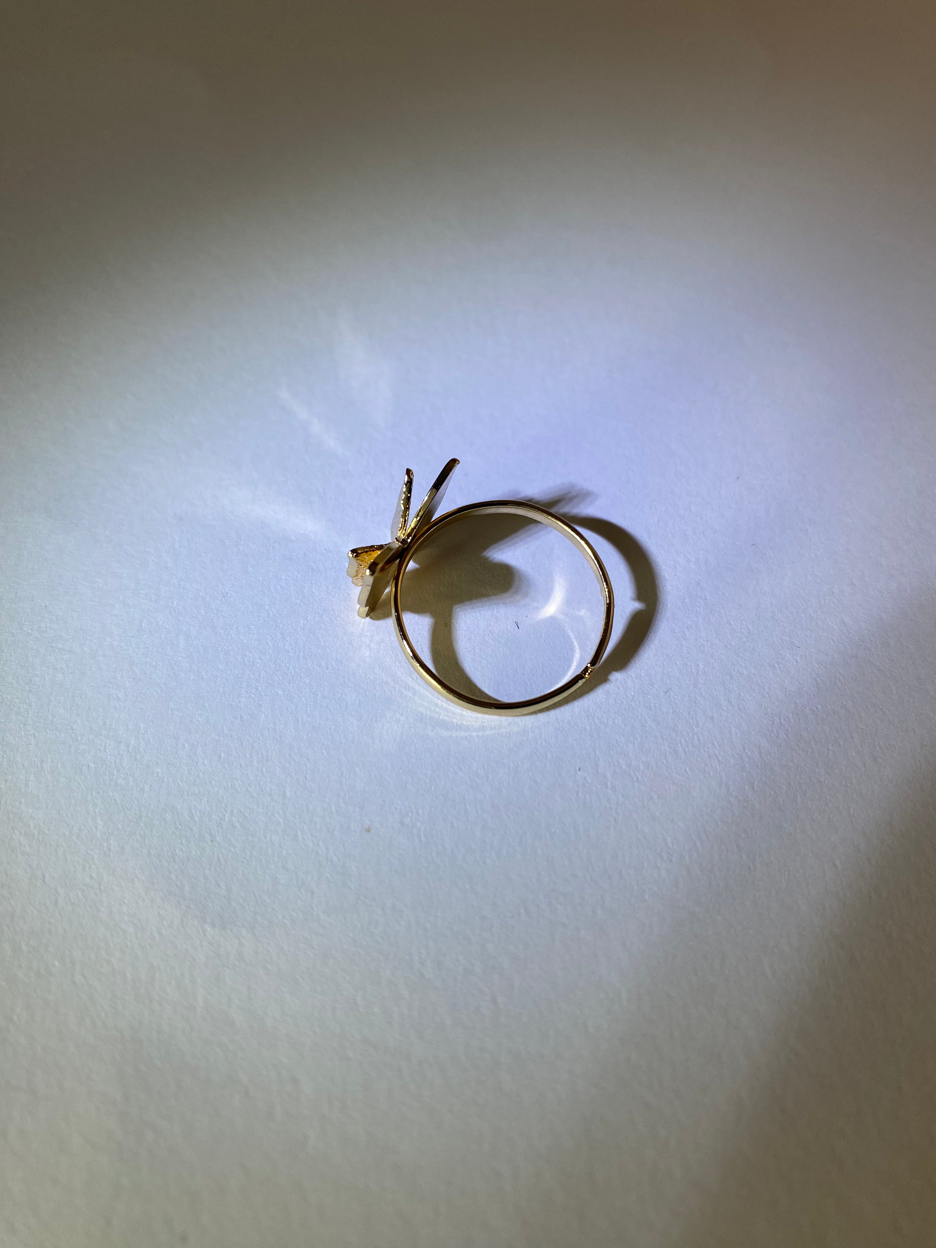 Rhodese Crystal Wing Butterfly Ring
