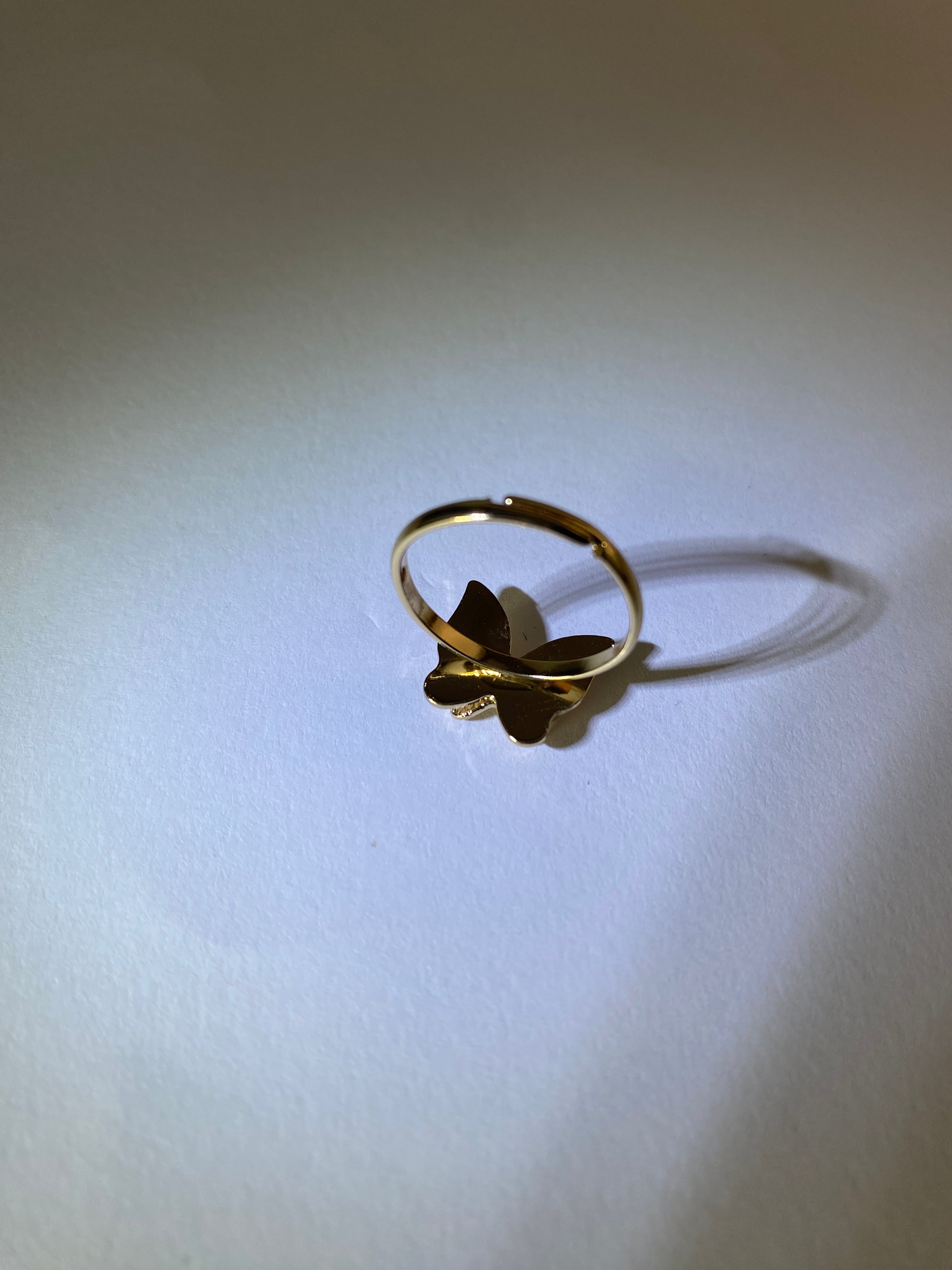 Rhodese Crystal Wing Butterfly Ring