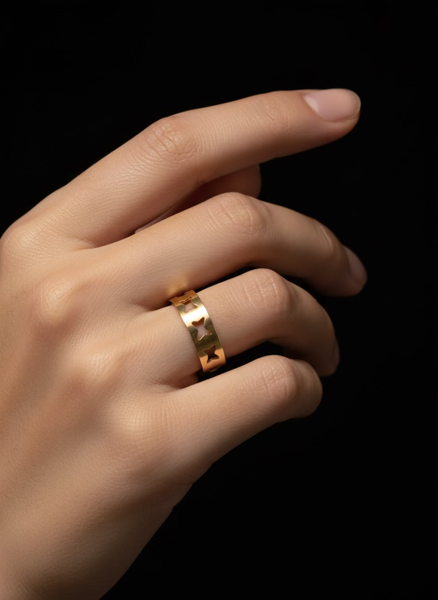 Rhodese Hammered Gold Band